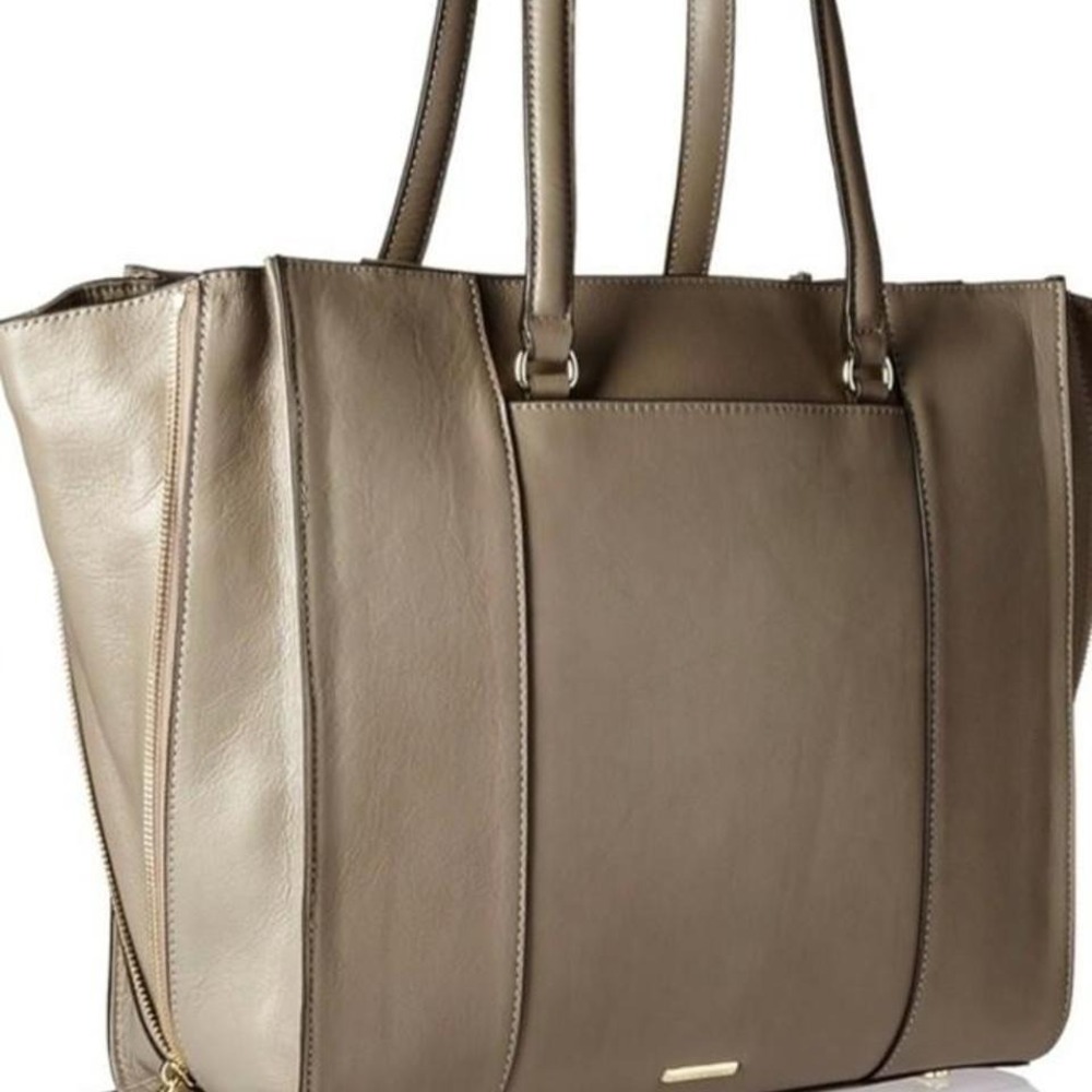Rebecca Minkoff Taupe Leather Tote Work Laptop Travel Bag